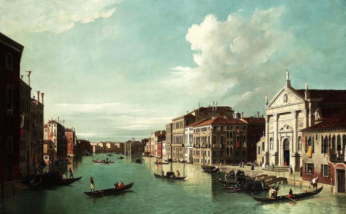The Grand Canal Venice looking toward the South East with Santo Stae and the Fabbriche Nuove