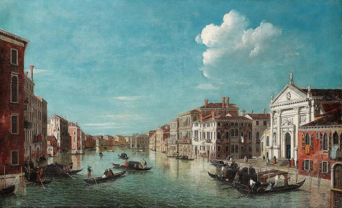 The Grand Canal Venice looking toward the south east with Santo Stae and the Fabbriche Nuove