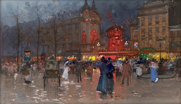 The Moulin Rouge evening indistinctly