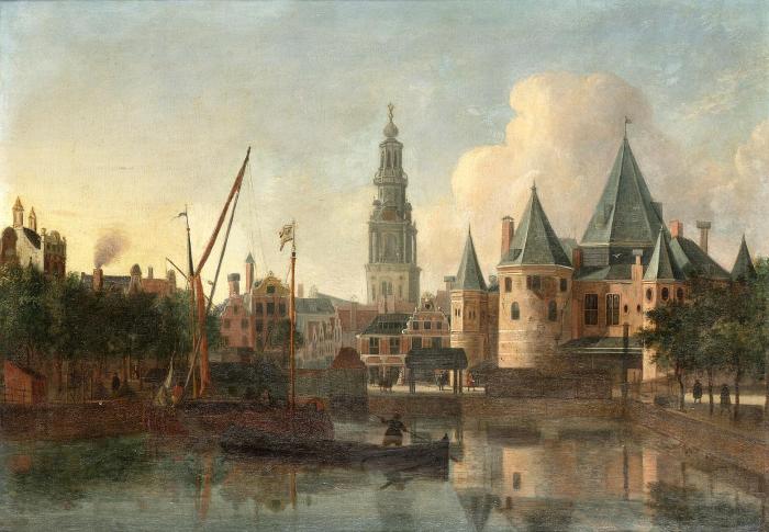 The Nieuwemarkt Amsterdam from the Geldersekade with the to-9 on boat lower centre