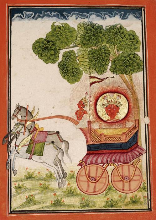 THE SUN GOD ON HIS CHARIOT-India Bilaspur 1700