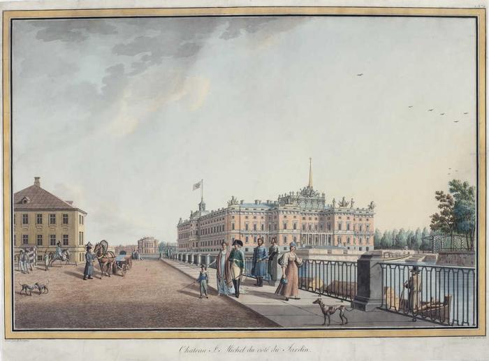 Вид на Михайловский замок с Фонтанки