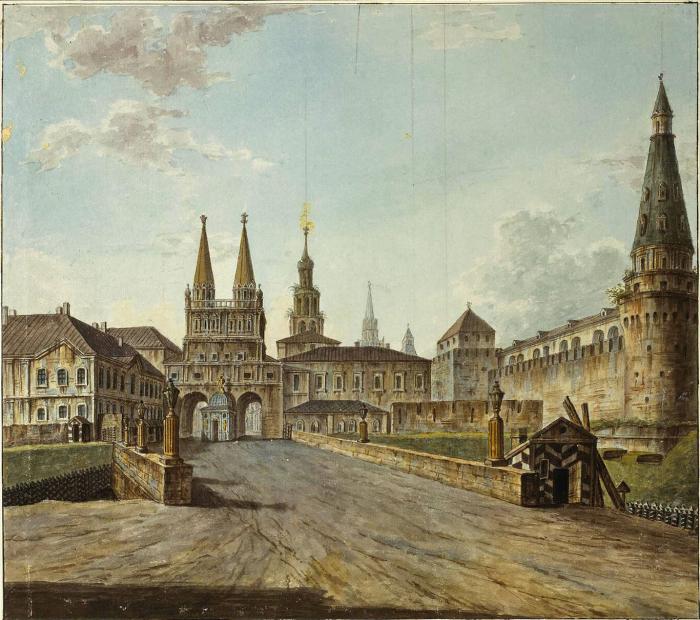 Вид на Воскресенские ворота и Неглинный мост от Тверской улицы