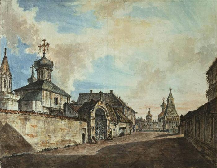 Вид церкви Гребневской Богоматери и Владимирских ворот Китай-города