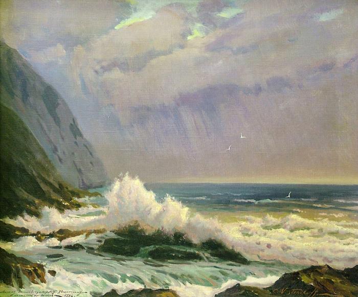 Волны, разбивающиеся о скалы