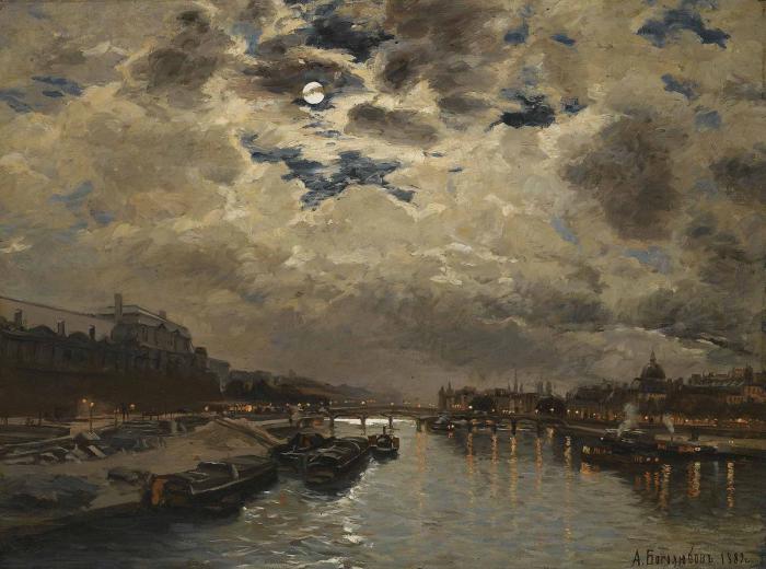 ЗАЛИТЫЙ ЛУННЫМ СВЕТОМ ВИД НА СЕНУ