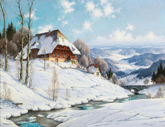 Зимний пейзаж в Альпах